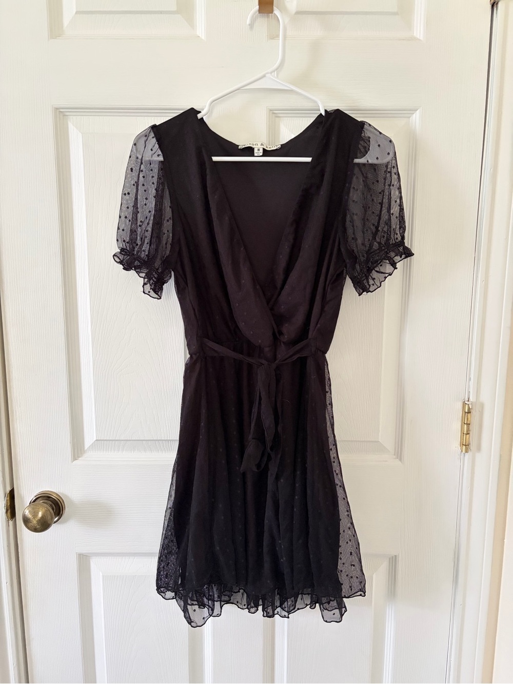 Allison & Kelly Black Puff-Sleeve Wrap Dress